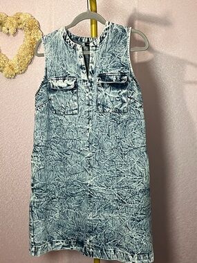 Who What Wear Blue Acid-Wash Midi Dress